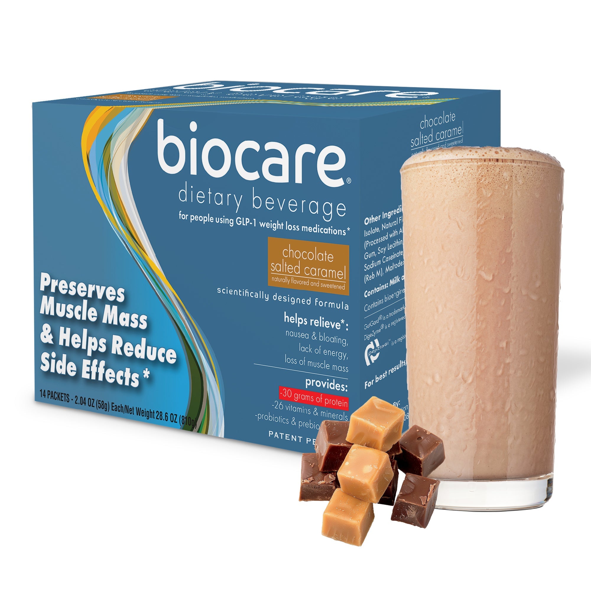 30G Protein Chocolate Salted Caramel Biocare Dietary Beverage (14-Count)